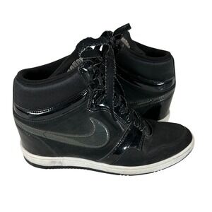 Nike Force Sky High Black Patent Leather Hidden Wedge Sneakers Womens Size 8.5